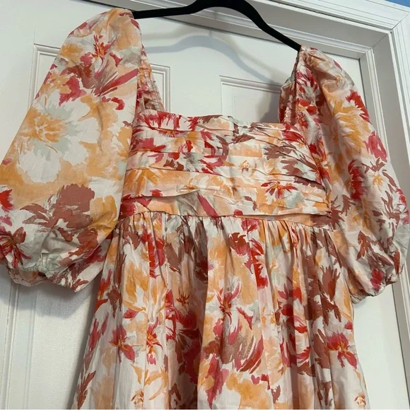 NWT Abercrombie & Fitch medium tall Emerson Poplin floral puff sleeve mini dress - Picture 4 of 9
